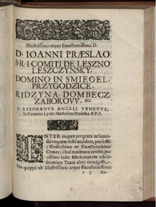 D. Ioanni Praeslao.