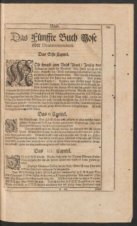Das Fünffte Buch Mose oder Deuteronomium.