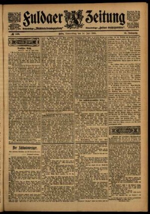 Erste Ausgabe vom Donnerstag, den 14. Juli 1904.