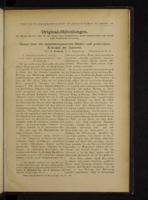 Neues über die zusammengestzten Nester und gemischten Kolonien der Ameisen.