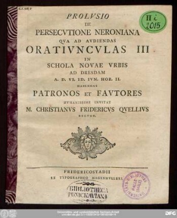 Prolvsio De Persecvtione Neroniana
