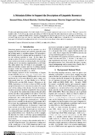 A metadata editor to support the description of linguistic resources