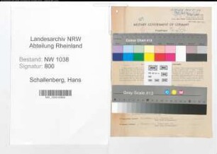 Entnazifizierung Hans Schallenberg , geb. 21.04.1899 (Bankabteilungsleiter)