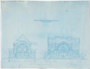 Paulus-Kirche und Pfarrhaus, Friedenshütte: Querschnitte 1:100