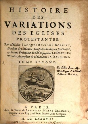 Histoire des variations des eglises protestantes, 2