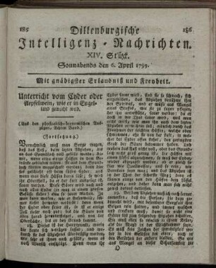 XIV. Stück. Sonnabends den 6. April 1799.