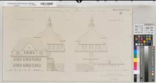 Rüthen (Rüthen) Staatliche Aufbauschule für Jungen Südwest- und Nordostansicht 1955 1 : 100 41,5 x 73 Pause Staatshochbauamt Soest