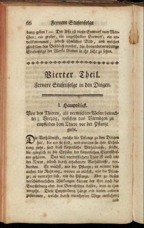 Vierter Theil. Fernere Stufenfolge in den Dingen.