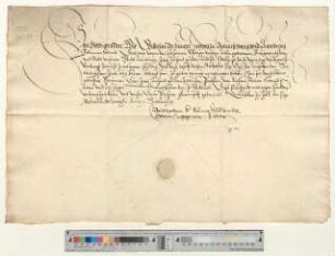 Herzog Wilhelm der Jüngere quittiert Bürgermeister und Ratsmannen zu Lüneburg den Empfang von 2000 Gulden lübisch Jahrespension.