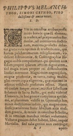 Philippvs Melanchthon, Simoni Grineo, viro doctißimo & amico veteri.