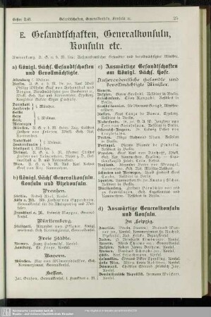 Gesandschaften, Generalkonsuln, Konsuln etc.