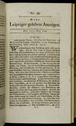 No. 38. Den 11ten May 1789.