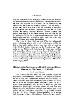Historische Studien zum Erziehungsproblem : (Locke-Herbart-Fröbel)