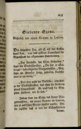 Siebente Szene. Gespräch mit einem Homme de Lettres.