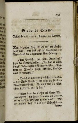 Siebente Szene. Gespräch mit einem Homme de Lettres.