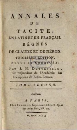 Annales De Tacite : En Latin Et En Français, 4. Regnes De Claude Et De Néron