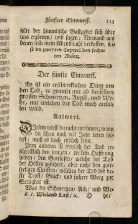 113-120, Der fuenfte Einwurff; Der sechste Einwurff; ...