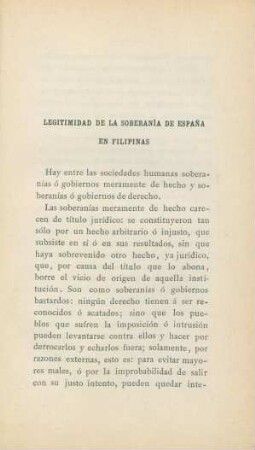 Legitimidad de la soberanía de Espana en Filipinas