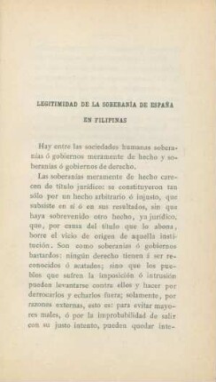 Legitimidad de la soberanía de Espana en Filipinas