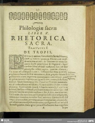 Tractatus I. De Tropis