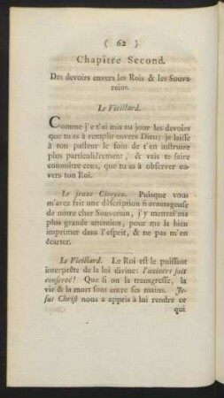 Chapître Second. De devois envers les Rois & les Souverains