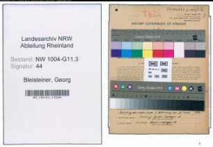 Entnazifizierung Georg Bleisteiner , geb. 09.10.1897 (Automeister)