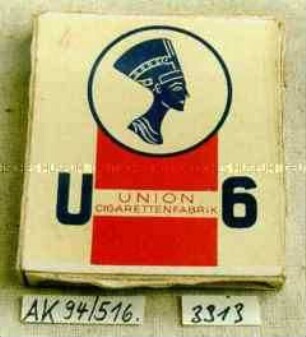 Pappschachtel für 6 Stück Zigaretten "U 6 UNION CIGARETTENFABRIK"