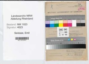 Entnazifizierung Emil Seresse , geb. 19.01.1894 (Schornsteinfeger)