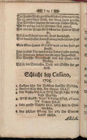Schlacht bey Cassano, 1705.