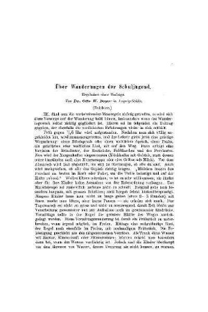 Über Wanderungen der Schuljugend : Ergebnisse einer Umfrage ; (Schluss)