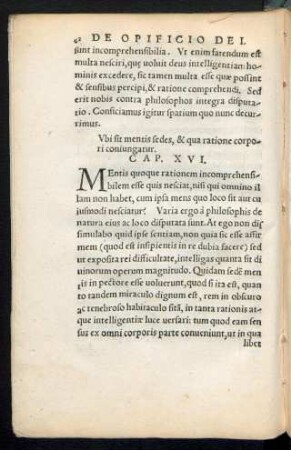 Ubi sit mentis sedes, & qua ratione corpori coniungatur. Cap. XVI.