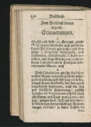Zum Beschluß dienen folgende Erinnerungen.