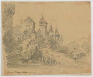 Bauernfeind, Gustav; Italien; Österreich; Schweiz; Studien- und Reiseskizzen - Festungstürme in Luzern, Schweiz (Ansicht)