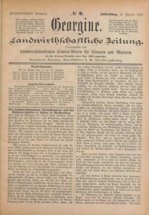 Fünfundfünfzigster Jahrgang. No. 2. Insterburg, 13. Januar 1887.