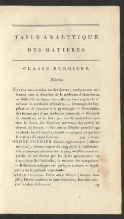 Table analytique des matières