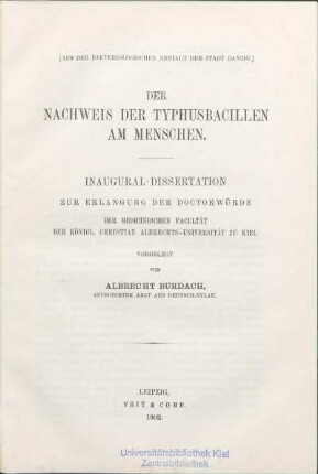 Der Nachweis der Typhusbacillen am Menschen