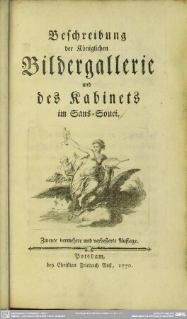Beschreibung der Königlichen Bildergallerie und des Kabinets im Sans-Souci