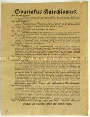 Aufruf zum Kampf gegen den Spartakusbund und zum Eintritt in die Volkswehren in Folge des Januaraufstandes 1919 in Berlin