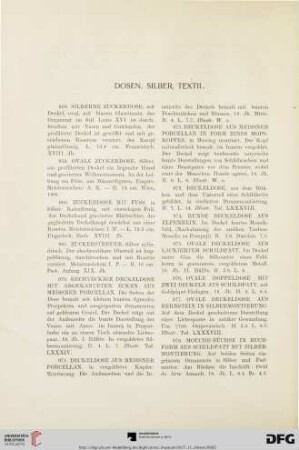 Dosen, Silber, Textil (Nr. 958-1044)