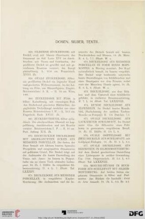 Dosen, Silber, Textil (Nr. 958-1044)