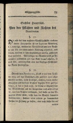 Sechstes Hauptstük. Von den Pflichten und Rechten des Remittenten.