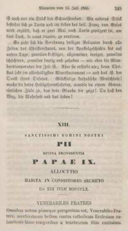 245-254 Allocution vom 13. Juli 1860