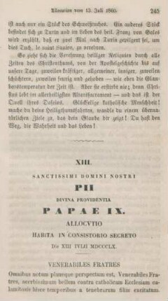 245-254 Allocution vom 13. Juli 1860