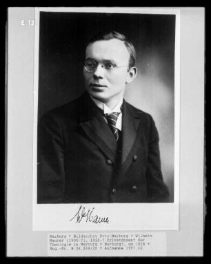 Wilhelm Maurer (1900-?), 1928-? Privatdozent der Theologie in Marburg