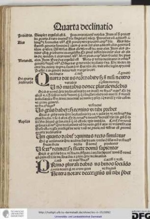 Dicit quod nomen quarte declinationis habet us in nominativo ut fructus manus.