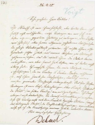 Brief an Paul Voigt
