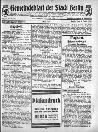 1925,27: Nr. 27, 5. Juli 1925