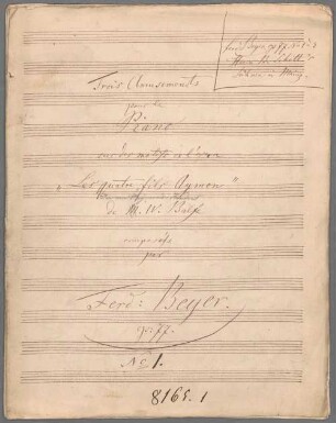 [Trois Amusements pour le Piano sur des motifs de l'opera "Les quatre fils Aymon"], Klavier, op. 77 - BSB Mus.Schott.Ha 8432-2