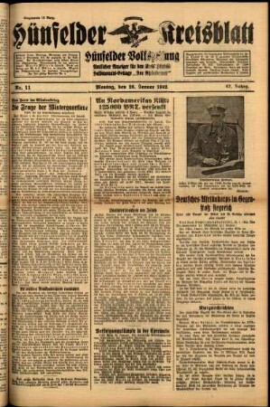 Ausgabe vom Montag, den 26. Januar 1942.