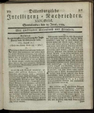 XXIV. Stück. Sonnabends: den 14. Junii, 1783.